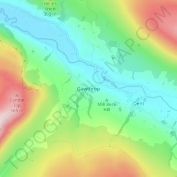 Topografische Karte Gawthrop, Höhe, Relief