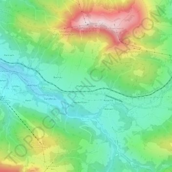 Topografische Karte Pfaffenschwendt, Höhe, Relief
