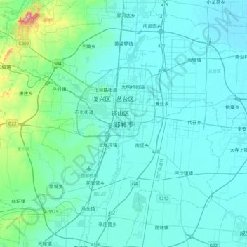 Topografische Karte 邯郸市, Höhe, Relief