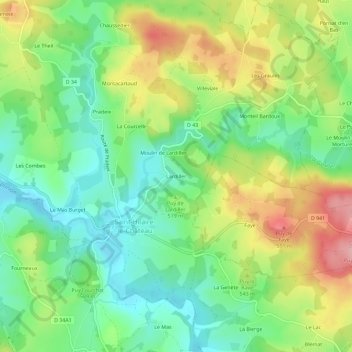 Topografische Karte Lardiller, Höhe, Relief