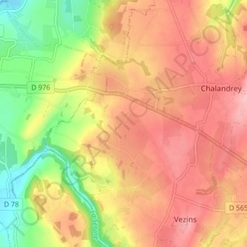 Topografische Karte La Vincendière, Höhe, Relief