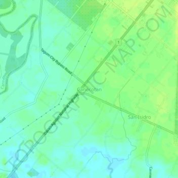 Topografische Karte Canocotan, Höhe, Relief