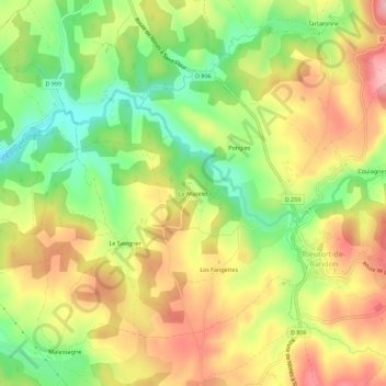 Topografische Karte Le Mazelet, Höhe, Relief