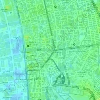 Topografische Karte EDSA-Taft, Höhe, Relief