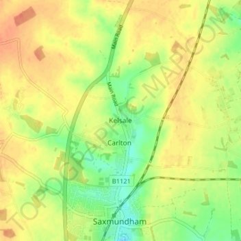 Topografische Karte Kelsale, Höhe, Relief