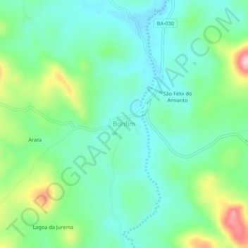 Topografische Karte Bonfim, Höhe, Relief