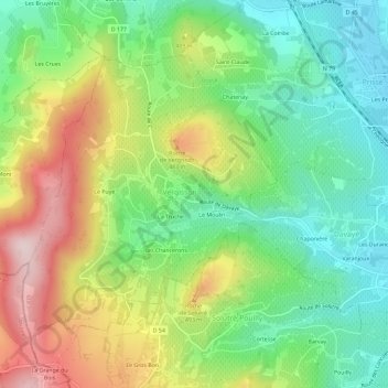 Topografische Karte Les Nambrets, Höhe, Relief