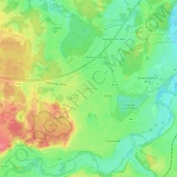Topografische Karte Geisenried, Höhe, Relief