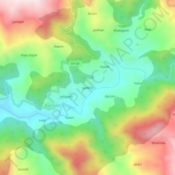 Topografische Karte gadera, Höhe, Relief