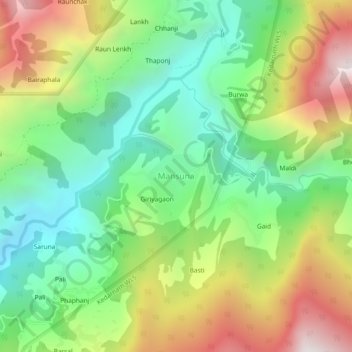 Topografische Karte Mansuna, Höhe, Relief