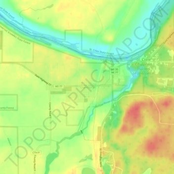 Topografische Karte Danbury, Höhe, Relief