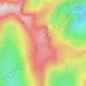 Topografische Karte Dove Crag, Höhe, Relief