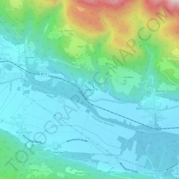 Topografische Karte Höfling, Höhe, Relief