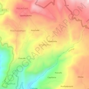 Topografische Karte Saramarca, Höhe, Relief