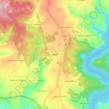 Topografische Karte Valongo, Höhe, Relief
