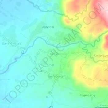 Topografische Karte Gabas, Höhe, Relief