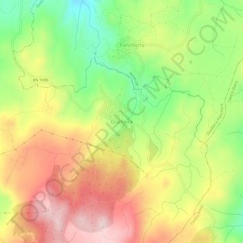Topografische Karte Gralheira, Höhe, Relief