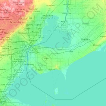 Topografische Karte Essex, Höhe, Relief