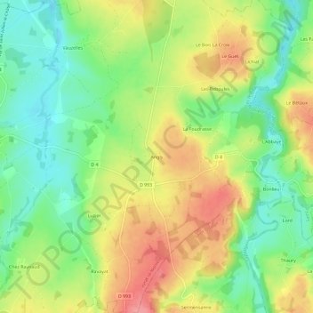 Topografische Karte Angly, Höhe, Relief