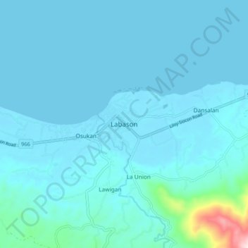 Topografische Karte Labason, Höhe, Relief