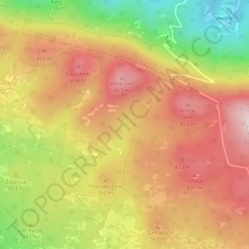 Topografische Karte Triester, Höhe, Relief