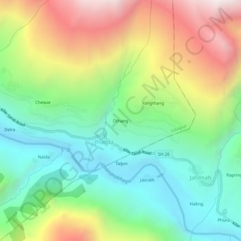 Topografische Karte Othang, Höhe, Relief
