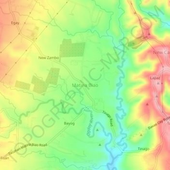Topografische Karte Matina Biao, Höhe, Relief
