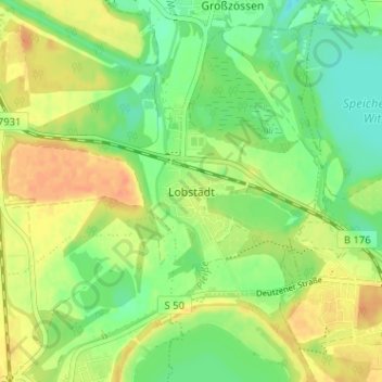Topografische Karte Lobstädt, Höhe, Relief