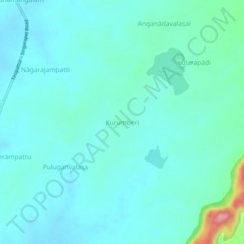 Topografische Karte Kurumberi, Höhe, Relief