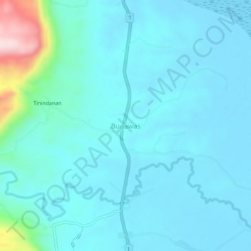 Topografische Karte Bugawas, Höhe, Relief