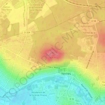 Topografische Karte Mont Griffon, Höhe, Relief