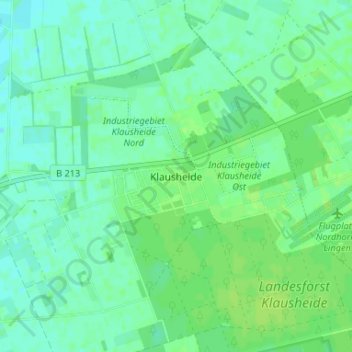 Topografische Karte Klausheide, Höhe, Relief