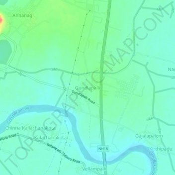 Topografische Karte Gundlapalli, Höhe, Relief