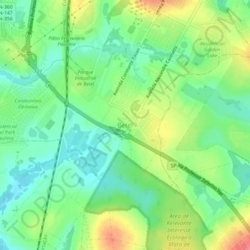 Topografische Karte Betel, Höhe, Relief