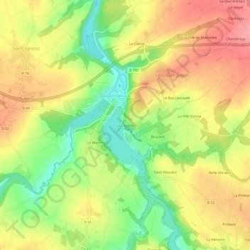 Topografische Karte La Couaille, Höhe, Relief