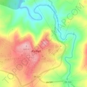 Topografische Karte Castelo de Pinhel, Höhe, Relief