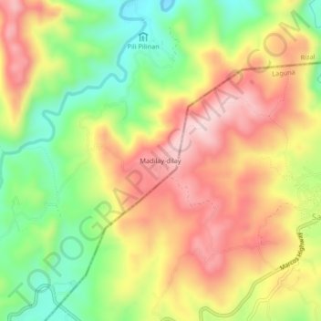 Topografische Karte Madilay-dilay, Höhe, Relief