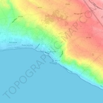Topografische Karte Torre Vado, Höhe, Relief