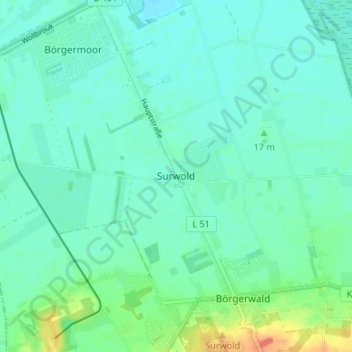 Topografische Karte Surwold, Höhe, Relief