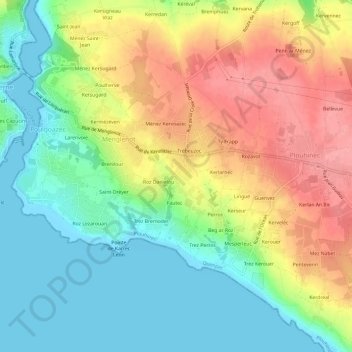 Topografische Karte Kersiny, Höhe, Relief
