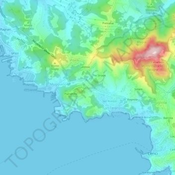 Topografische Karte Pozzuolo, Höhe, Relief