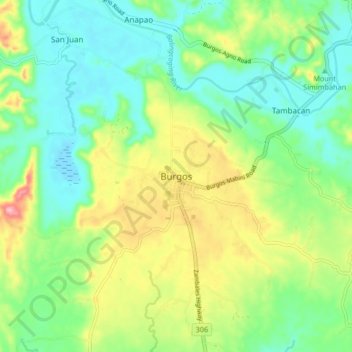 Topografische Karte Burgos, Höhe, Relief