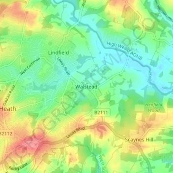 Topografische Karte Walstead, Höhe, Relief
