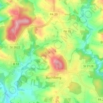 Topografische Karte Josefsheim, Höhe, Relief