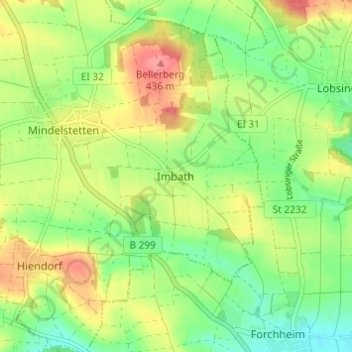 Topografische Karte Imbath, Höhe, Relief