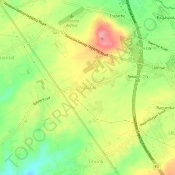 Topografische Karte Natatas, Höhe, Relief