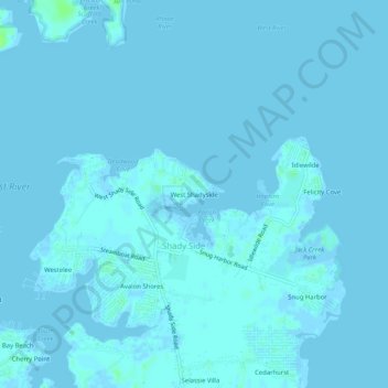 Topografische Karte West Shadyside, Höhe, Relief
