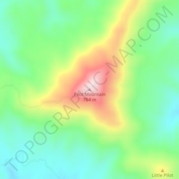 Topografische Karte Pilot Mountain, Höhe, Relief