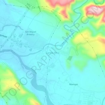 Topografische Karte Santa Ana, Höhe, Relief