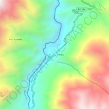 Topografische Karte Huascabamba, Höhe, Relief